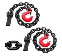 YATOINTO Paquete de 2 cadenas de seguridad para remolque de grado 80 de 36 pulgadas, acabado de electroforesis negra con gancho de horquilla roja de 3/8 pulgadas y retenedor de cadena, cadena de