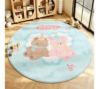 YATOLA Alfombra para Salón Sofá Silla Cojín Alfombra Infantil para Dormitorio Cuarto de Jugar Lavable Suave Antideslizante Bleu Alfombra Esponjosa de Cama Animale Perro Conejo Oso (Azul, 60x60cm)