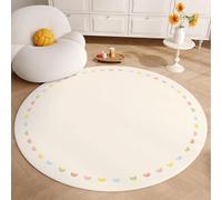 YATOLA Alfombra para Salón Sofá Silla Cojín Interior Alfombra Infantil para Dormitorio Cuarto de Jugar Lavable Suave Antideslizante Largo Alfombra esponjosa de Cama Arcoíris (Crema 2, 120x120cm)