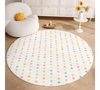 YATOLA Alfombra para Salón Sofá Silla Cojín Interior Alfombra Infantil para Dormitorio Cuarto de Jugar Lavable Suave Antideslizante Largo Alfombra esponjosa de Cama Arcoíris (Crema 1, 80x80cm)