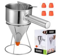 YATOSEEN Dispensador de masa para panqueques, dispensador de embudo de acero inoxidable de 1200 ml con asa y rejilla, para panqueques, cupcakes, buñuelos (1200 ML)