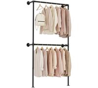 Yawinhe Metal Armario Abierto,2 columnas Perchero pie Industrial,Negro