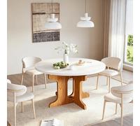 YCBTREE Mesa de comedor redonda extensible, moderna mesa de cocina para 2-8 personas, 90-120 cm, ahorra espacio, mesa de comedor con tablero de madera, mesa extensible para comedor, salón, cocina