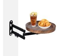 YCBTREE Mesa plegable montada en la pared, mesa auxiliar flotante redonda retráctil de 30 cm, ahorro de espacio, escritorio de pared plegable para dormitorio, sala de estar, balcón, cocina