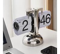 Yctze Reloj de Flip Digital - Reloj de Retro Minimalista Mecánico Auto Flip Desk Clock para Casa, Oficina y Sala de Estar (White)