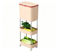 YDHFCD Cubo de Basura Cocina con Tapa Deslizante y Ruedas | Dos compartimentos, sin agacharse, estantes integrados, ruedas suaves(Pink)