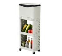 YDHFCD Cubo de Basura de Cocina Sin Agacharse, Tapa Corredera | Carrito salvaspacio, estantes ventilados, ruedas silenciosas(Gray-1,28x19x74cm)