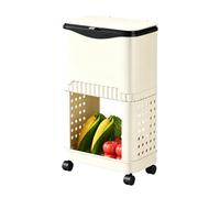 YDHFCD Cubo de Basura de Cocina Sin Agacharse, Tapa Corredera | Carrito salvaspacio, estantes ventilados, ruedas silenciosas(White-1,28x19x50cm)
