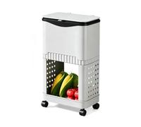 YDHFCD Cubo de Basura de Cocina Sin Agacharse, Tapa Corredera | Carrito salvaspacio, estantes ventilados, ruedas silenciosas(Gray-1,28x19x50cm)