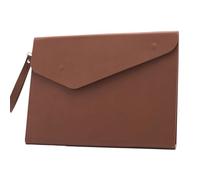 YDHSIKK Carpeta Tipo Bolsa, Carpeta de Documentos de Cuero sintético con Cierre Tipo sobre, 32 x 25 cm, Multicolor, Paquete de 2(Brown)