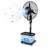 YDkjwjw Ventilador de nebulización industrial con tanque de 42L, ventilador de pie oscilante 90°, alta velocidad para terrazas, almacenes y comercios