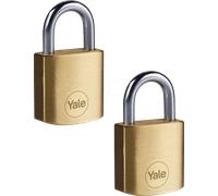 Yale Y110B/25/113/2 - 2 candados de latón (25 mm) - Cerraduras interiores para taquilla, mochila, caja de herramientas, 3 llaves cada una, seguridad estándar - Multipack