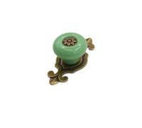 Yeandshi Paquete de 2 pomos de cerámica verde de 32 mm de diámetro, pomos de aleación de zinc para cajones de aparadores y armarios vintage.