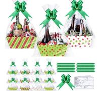 Yeaqee 36 cestas vacías de regalo de Navidad de 8 x 10 pulgadas, 12 unidades, color rojo y verde, con lazos verdes, a granel, caja de regalo de Navidad para Navidad, vacaciones, bodas, aniversarios,