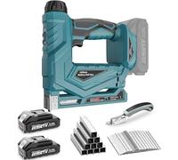 YEARTOP - Grapadora y pistola de clavar inalámbrica con 2 baterías de 2,0 Ah y cargador, clavadora inalámbrica 2 en 1 para clavos y grapas 18GA para tapicería, bricolaje y jardín
