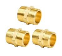 YEAUPE PRO 3 Piezas Recto de Latón G3/4" Macho a G3/4" (Ø 25,7mm) Macho,Pezón Hexagonal de Latón de Doble,Conector de Pezón Hexagonal,con Cinta de Plomero,para Conversión de Conexión de Tubería