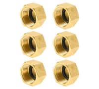 YEAUPE PRO 6 Piezas G1/2"(Ø 19,5mm) Tapa de Latón Rosca Interior, Tapas Tapón de Latón,con Arandelas de Manguera y Cinta de Materia Prima, para Tapón de Tubería Radiadores Agua de Jardín