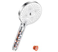 YEAUPE PRO Alcachofa de Ducha con Filtro 130 mm, Ducha Alta Presión con 6 Modos de Chorro, Cabezal de Ducha Grande Antical y Ahorro de Agua, Blanco y Cromado