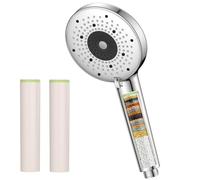 YEAUPE PRO Alcachofa de ducha con filtro - Alcachofa de mano de alta presión con 6 tipos de chorro, ducha de ahorro de agua en 25 capas, filtro para agua dura, eliminación de cloro y protección contra