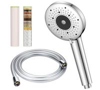 YEAUPE PRO Alcachofa de ducha con manguera, ducha de mano de alta presión con 6 tipos de chorro, filtro de 25 capas para agua dura, eliminación de cloro, protección contra la cal, ahorro de agua
