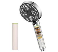 YEAUPE PRO Alcachofa de ducha de 6 funciones, 110 mm, cromada, con cartucho de filtro reemplazable, spray de ahorro de agua de alta presión, boquillas antical fáciles de limpiar