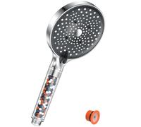 YEAUPE PRO Alcachofa de ducha,Ducha Baño con Filtro, 6 Patrones de Rociado,Alta Presión,Antical,Mano Redonda Grande(130mm),Ahorro de Agua Cabezal de Ducha,Negro Blanco