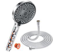 YEAUPE PRO Cabezal de ducha y manguera de filtro - Alta presión, 6 modos Φ130 mm, elimina el cloro residual para agua dura, gran flujo potente, cabezales de ducha de repuesto universales