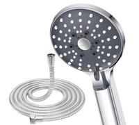 YEAUPE PRO Cabezal de ducha y manguera, manguera de acero inoxidable de 1,6 m, alta presión, 6 modos, redondo grande (Φ100 mm), flujo potente, cabezales de ducha eléctricos universales de mano, G1/2,