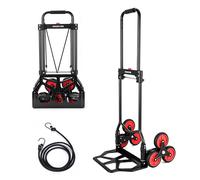 YEAUPE PRO Carretilla Plegable, Carretilla de Mano - Ruedas Grandes TPR Reforzadas, Mango Telescópico Ajustable, Incluye 2 Cuerdas Elásticas, Ideal para Subir y Bajar, 70kg - Sube escaleras - Negro