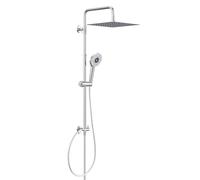 YEAUPE PRO Juego de ducha con filtro - 10 pulgadas acero inoxidable ducha lluvia y ducha de mano cromada blanca 2 filtros de repuesto, manguera de PVC de 1,6 m, soporte de altura ajustable, sistema