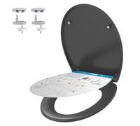 YEAUPE PRO Tapa de inodoro con dispositivo de descenso automático, ovalada, duroplast, tapa de inodoro, color antracita, asiento de inodoro de fácil montaje