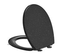 YEAUPE PRO Tapa Wc Forma O Universal, Asiento de Inodoro de Cierre Suave en Forma de O con Liberación Rápida para una Fácil Limpieza, Patrón de mármol Negro, 44,6 x 37,2 x 5,2 cm