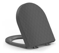 YEAUPE PRO Tapa WC Universal Forma de D, Asiento de Inodoro de Cierre Suave con Liberación Rápida para una Fácil Limpieza, Gris Motivo de Rombos, 43,5*36,2*5,1 CM, Incluye plantilla de instalación