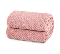 Yebeda Manta Waffle de Polar, Manta de Franela para Sofa y Cama, Suave, Cálida y Ligera para Todo el Año, 230 x 270 cm, Rosa