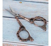 Yechiry Tijeras de Costura con Patrón de Flores Vintage, Cobre Antiguo para Manualidades y Corte de Tela (Revestimiento de cobre oscuro)