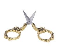 Yechiry Tijeras de Flores Vintage, Elegantes Tijeras de Bricolaje para Proyectos de Bordado en Casa y Viajes, Acero Inoxidable, Hoja de 3,5", 1 Pieza (GOLD)