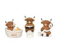 YeehaWhoo Figuras de vaca de las tierras altas, estatua de resina para jardín, baño, cocina, hogar, decoración de mesa (multicolor-1)