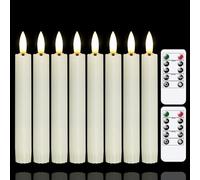 Yeelida Velas LED sin llama a pilas con 2 temporizadores a distancia,Paquete de 8 velas parpadeantes de larga duración de 16 cm (2 cm de diámetro, marfil)