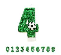 Yeenano Cumpleaños Números Velas Número 4,3D Fútbol Verde Vela, Velas de Pastel de Cumpleaños Bengala,Vela Fútbol,Velass de Números de Pastel Decoración,Aniversarios,Baby Shower de Cumpleaños