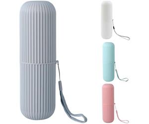 yeeplant 4 vasos cilíndricos portátiles, juego de soporte para cepillo de dientes de viaje, textura a rayas, diseño desmontable, regalo ideal para ducha, multiusos, disponible en rosa, verde, blanco