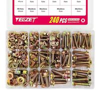 YEEZET 240 tornillos de brida M5 M6 M8 y tuercas de brida galvanizados 8,8 tornillos hexagonales y tuercas surtidos