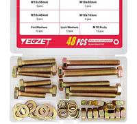 YEEZET M10 Kit Tornillos y Tuercas Acero de aleación Pernos hexagonales m10 Arandelas planas Bloqueo Arandelas 40mm 50mm 70mm 80mm
