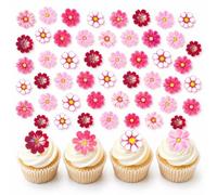 Yeheap 60 Piezas Flores Comestibles Para Tartas, Flores Comestibles | Fores Comestibles, Decoración Comestible, para Tartas, Topper Cupcake para Bodas, Cumpleaños y Fiestas, Estilo B