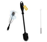 YEibi Cepillo Limpiador de Botellas de Silicona 25cm con Mango Largo + Cepillo Paja, Limpiador para Botellas de Cristal, Biberones, Vasos, Floreros y Termos