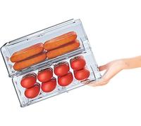 YekouMax Organizador Nevera,Transparente Grande Recipiente de Plástico Organizador Despensa, Caja de Almacenamiento de Cajón Para Verduras, Frutas, Sin BPA (2 Cajones, Medio)
