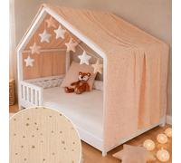 YellowNest Dosel Cama Infantil - Dosel Cama Montessori 70x140cm y 80x160cm - Muselina 100% algodón - Sin Guirnalda (Beige, 130 x 320 cm)
