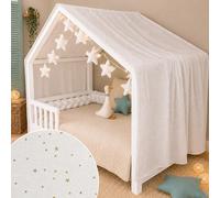 YellowNest Dosel Cama Infantil - Dosel Cama Montessori 90x190cm y 120x200cm - Muselina 100% algodón - con Guirnalda (Blanco Guirnalda, 130 x 400 cm)