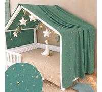 YellowNest Dosel Cama Infantil - Dosel Cama Montessori 90x190cm y 120x200cm - Muselina 100% algodón - con Guirnalda (Eucalipto Guirnalda, 130 x 400 cm)