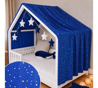 YellowNest Dosel Cama Infantil - Dosel Cama Montessori 90x190cm y 120x200cm - Muselina 100% algodón - Sin Guirnalda (Azul Marino, 130 x 400 cm)