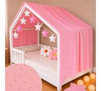 YellowNest Dosel Cama Infantil - Dosel Cama Montessori 90x190cm y 120x200cm - Muselina 100% algodón - Sin Guirnalda (Rosa, 130 x 400 cm)
